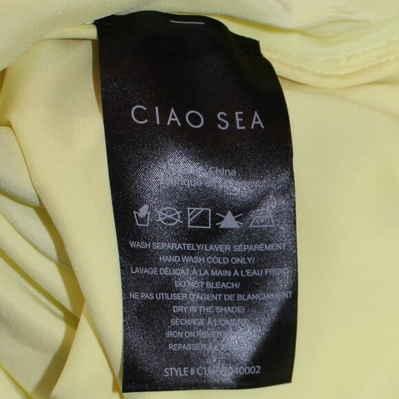 NWT Ciao Sea Draped Silk Skirt mini yellow side zapper size Large (European) - Picture 7 of 11